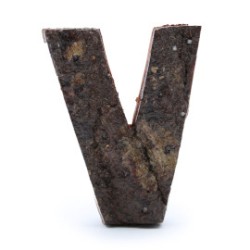 Lettera in corteccia rustica - "V" (12) - Piccola 7 cm