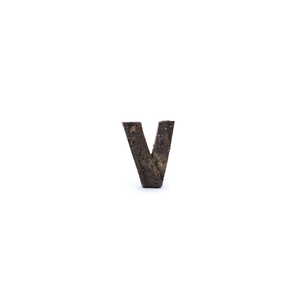 Letra de Corteza Rústica - "V" (12) - Pequeña 7cm