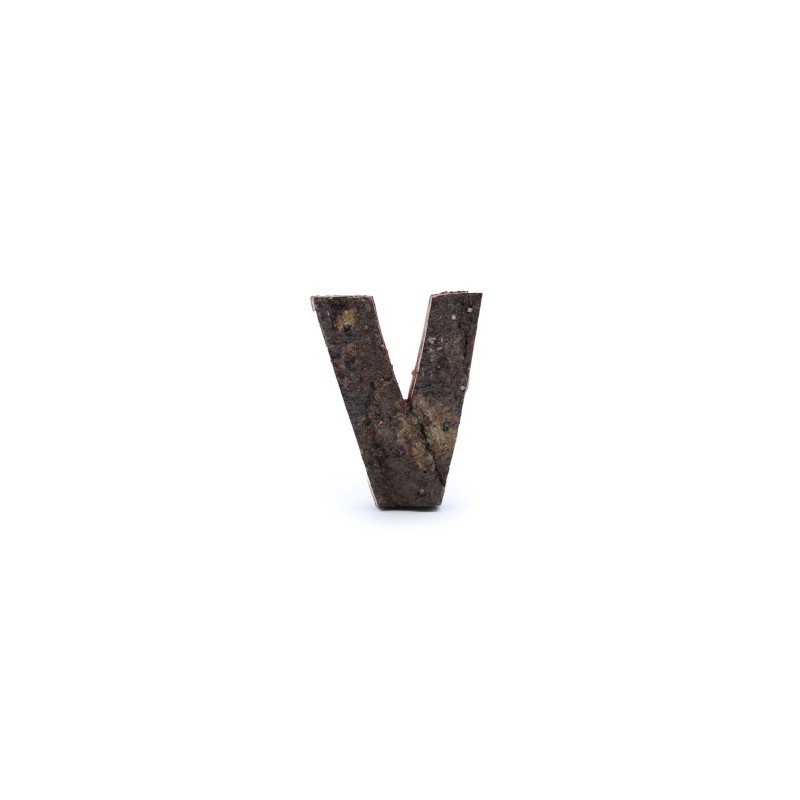 Rustic Bark Letter - "V" (12) - Small 7cm-DECORATIVE WOODEN LETTERS-HOSTENATURA