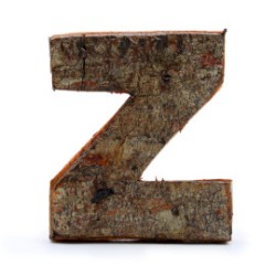 Lettera in corteccia rustica - "Z" (12) - Piccola 7 cm