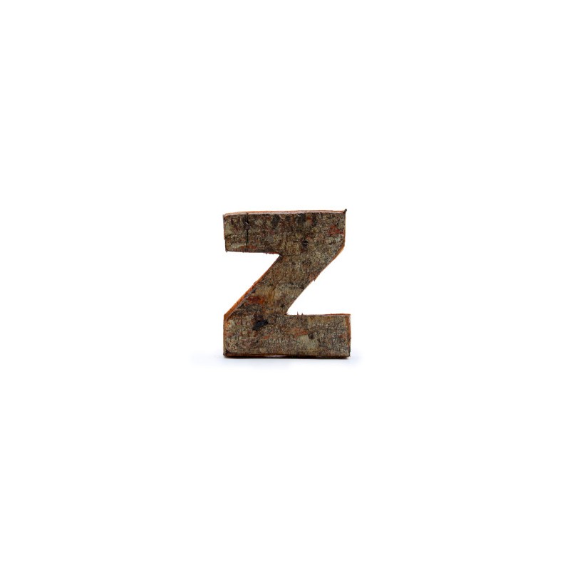 Lettera in corteccia rustica - "Z" (12) - Piccola 7 cm-LETTERE IN LEGNO DECORATIVE-HOSTENATURA