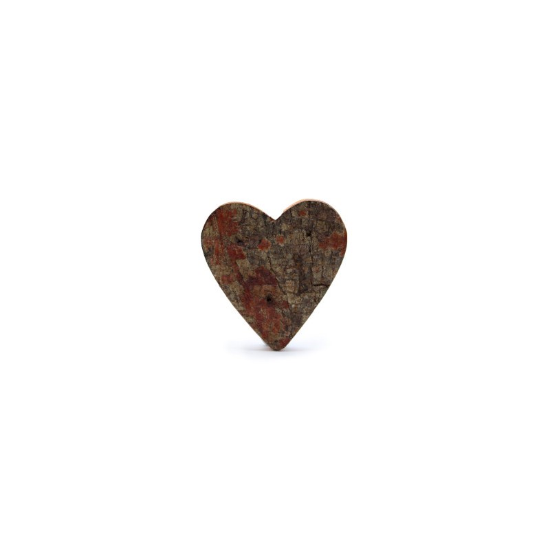 Lettera in corteccia rustica - "a forma di cuore" (12) - piccola 7 cm-LETTERE IN LEGNO DECORATIVE-HOSTENATURA