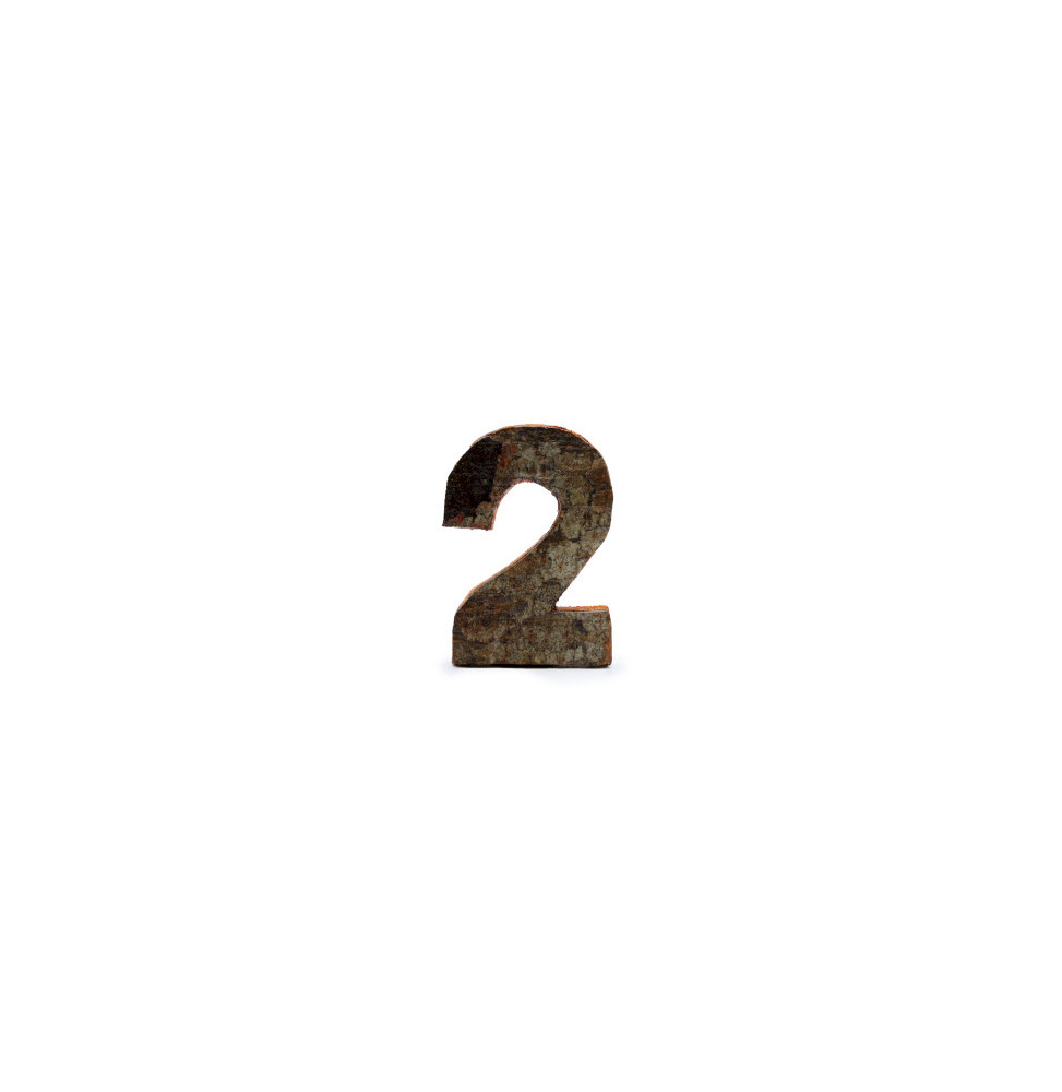 Número de corteza rústica - "2" (12) - Pequeño 7cm