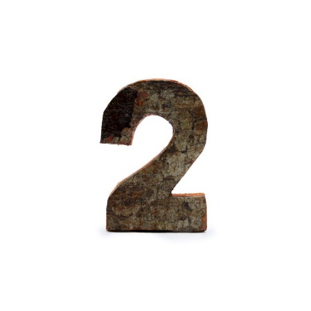 Număr de scoarță rustică - "2" (12) - Mic 7cm