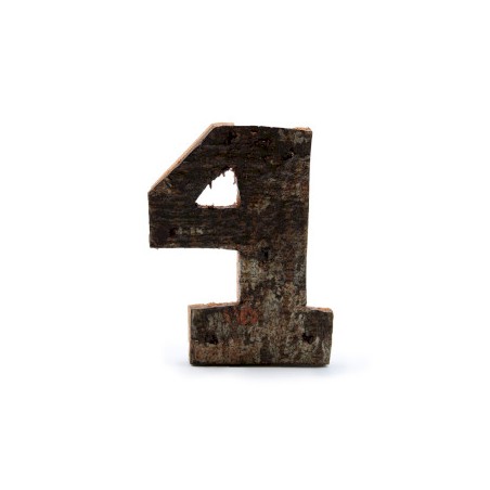 Número de Casca Rústica - "4" (12) - Pequeno 7cm