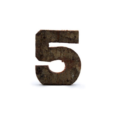 Número d'escorça rústica - "5" (12) - Petit 7cm