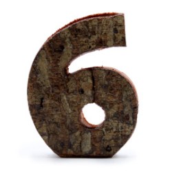 Număr de scoarță rustică - "6" (12) - Mic 7cm