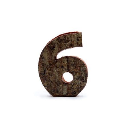 Número de Casca Rústica - "6" (12) - Pequeno 7cm