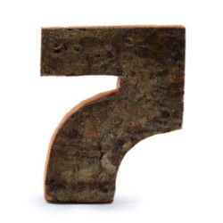 Rustic bark number - "7" (12) - Small 7cm