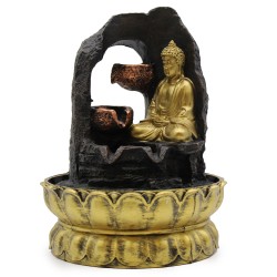 Font d'aigua de sobretaula - 30 cm - Buda daurat meditant