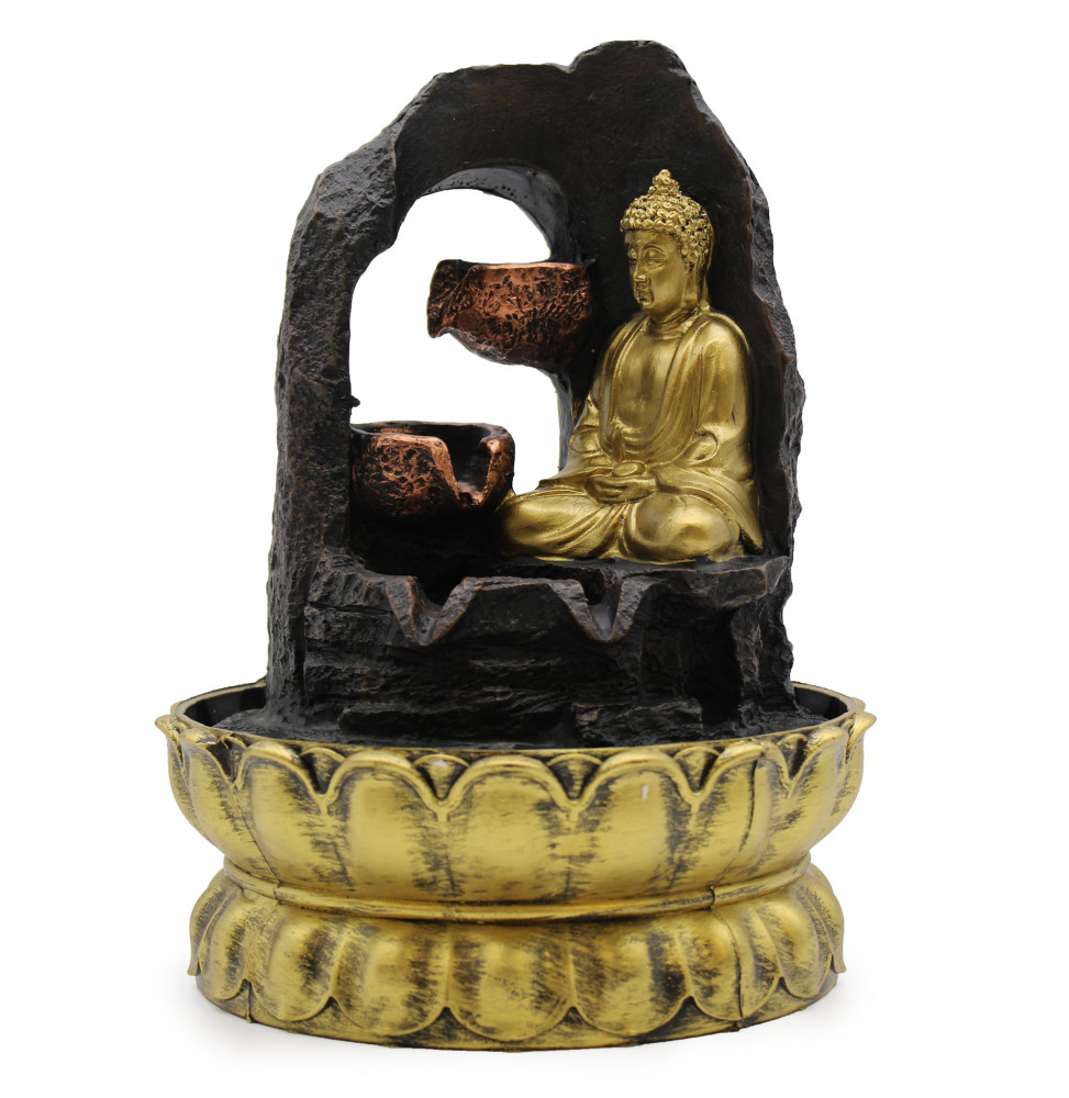Fuente de agua de sobremesa - 30 cm - Buda dorado meditando
