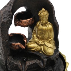 Font d'aigua de sobretaula - 30 cm - Buda daurat meditant