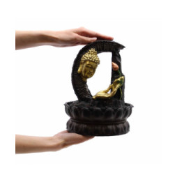Fuente de agua de sobremesa - 30 cm - Buda dorado y loto