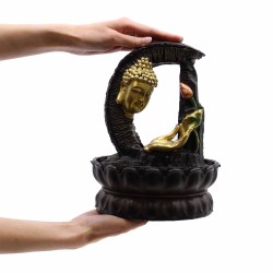 Tabletop water fountain - 30 cm - Golden Buddha and lotus