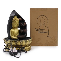 Fântână cu apă de masă - 30 cm - Buddha de Aur și vaze