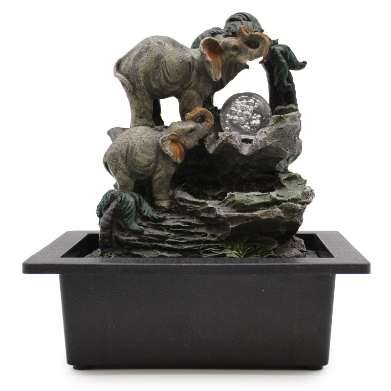 Tabletop water fountain - 30 cm - Elephant family-INDOOR WATER FOUNTAINS-HOSTENATURA