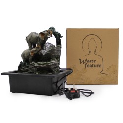 Tabletop water fountain - 30 cm - Elephant family