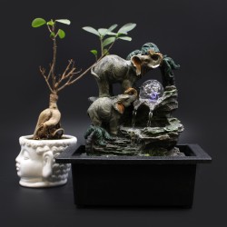 Tabletop water fountain - 30 cm - Elephant family