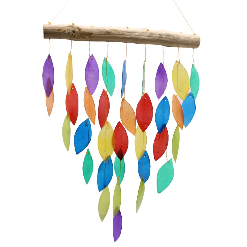 Wooden Carillon - Rainbow Leaves-FLOATING WOODEN WIND CHIME-HOSTENATURA