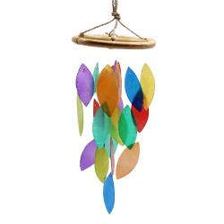 Carillon en bois - Arc-en-ciel et feuilles de bambou