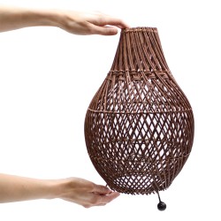 Dark Brown Rattan Table Lamp - 39x24cm