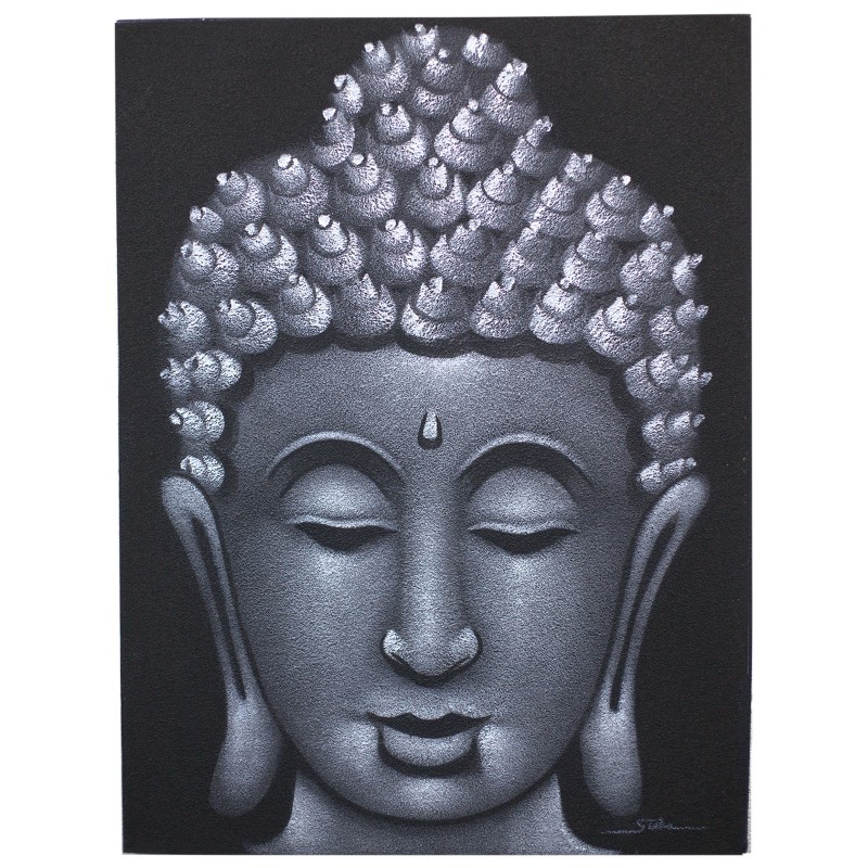 Buddha Malerei - Grau und Sand Finish-STOFFBILDER-HOSTENATURA