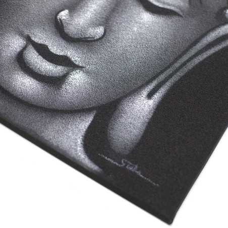 Dipinto del Buddha - Finitura grigia e sabbia