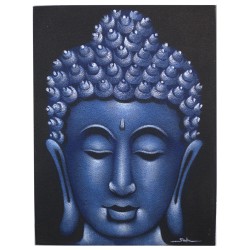 Buddha Gemälde - Fertig in Sand und Blau - 80x60cm