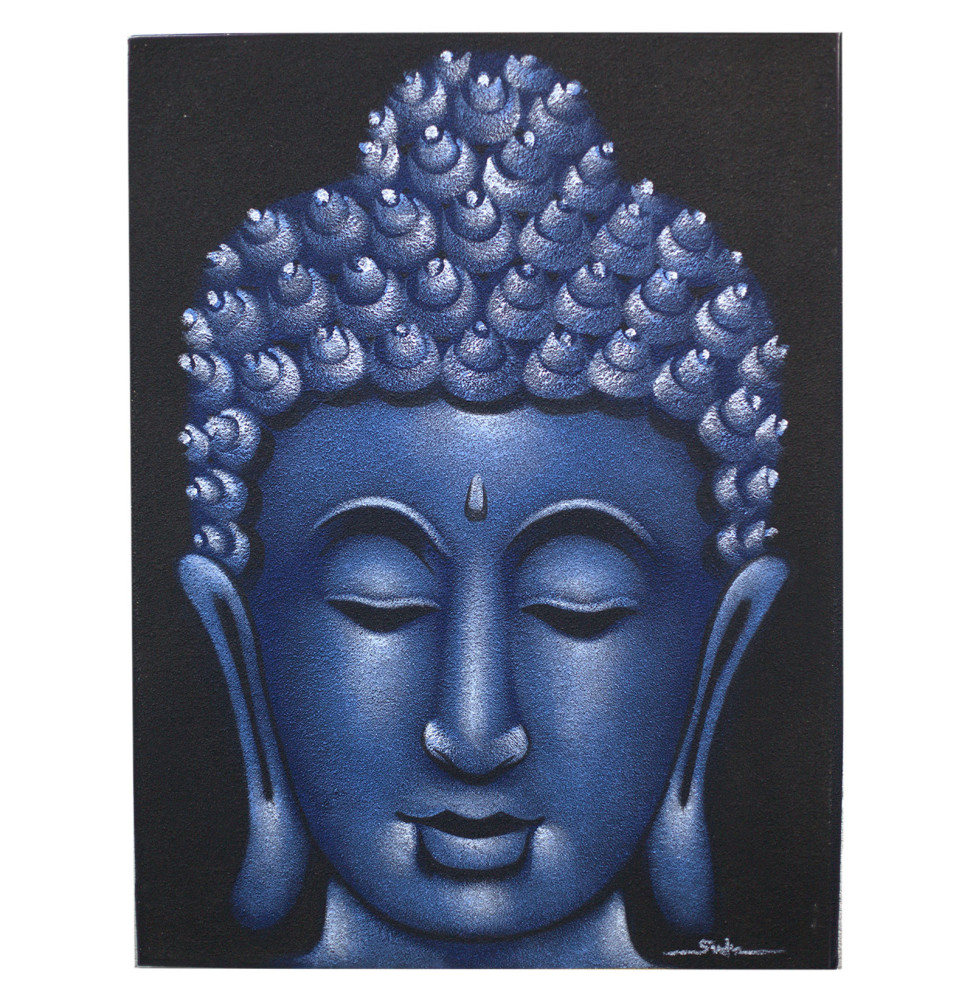 Cuadro de Buda - Acabado en Arena y Azul - 80x60cm