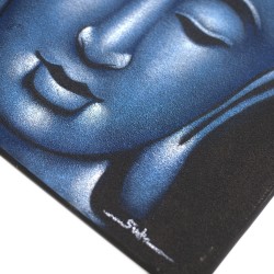 Dipinto Buddha - Finitura sabbia e blu - 80x60 cm