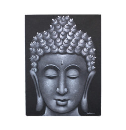 Cuadro de Buda - Detalle de Brocado en Gris - 80x60cm