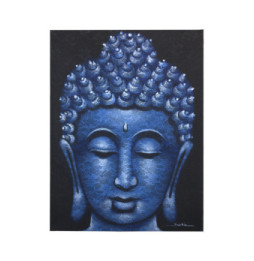 Cuadro de Buda - Detalle de Brocado en Azul - 80x60cm