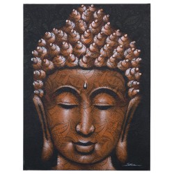 Dipinto del Buddha - Dettaglio broccato di rame - 80x60 cm