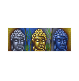 Cuadro de Buda - Tres Cabezas con Bambú