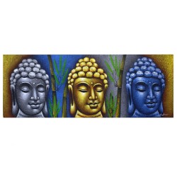 Peinture Bouddha - Trois Têtes avec Bambou