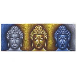 Peinture Bouddha - Trois Têtes Accents Dorés