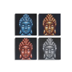 Set of 4 Details of Buddha Heads in Sand 30x30cm