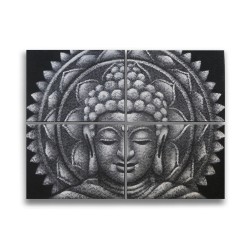 Dettaglio broccato mandala Buddha grigio 30x40 cm x 4