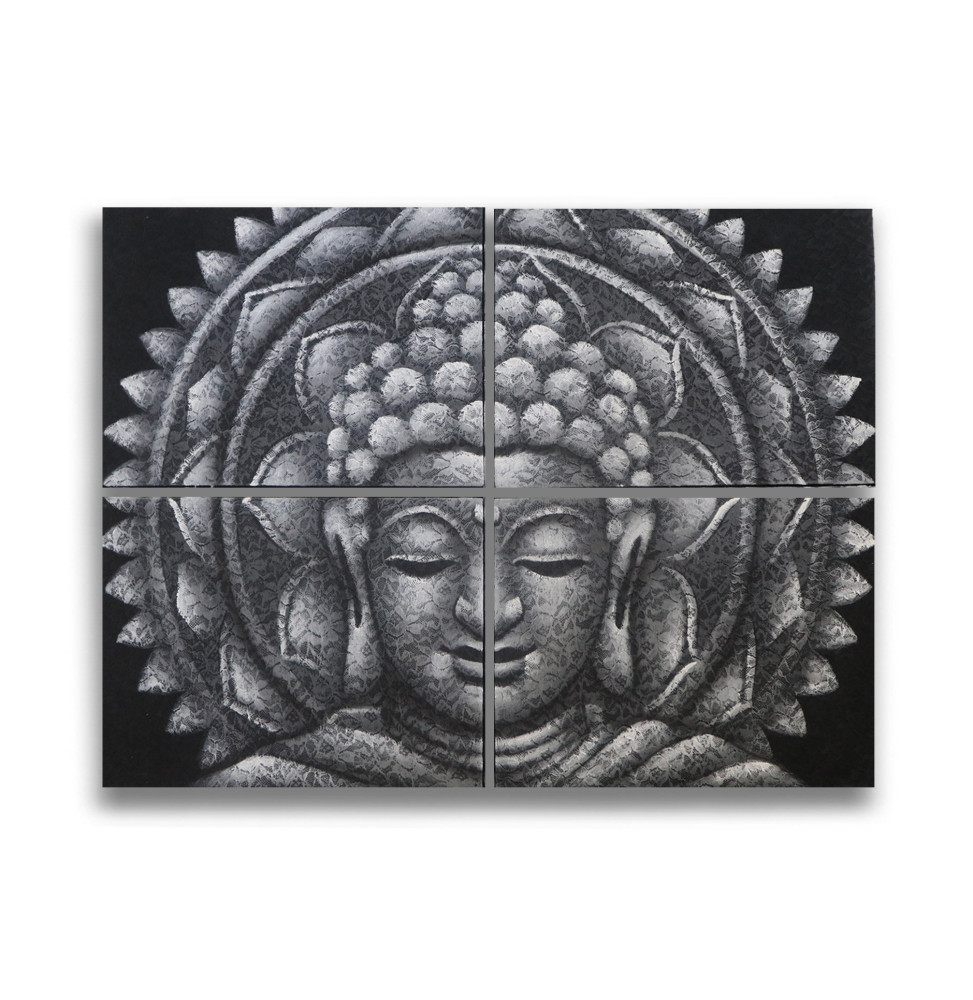 Detalle de Brocado de Mandala de Buda Gris 30x40cm x 4