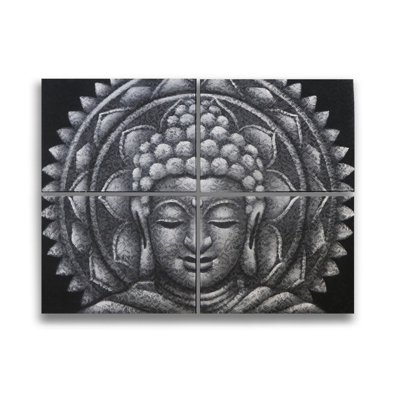 Dettaglio broccato mandala Buddha grigio 30x40 cm x 4-IMMAGINI DEL TESSUTO-HOSTENATURA