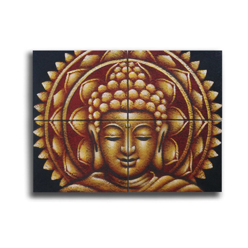 Detall de Brocat de Mandala de Buda Daurat30x40cm x 4-QUADRES A TELA-HOSTENATURA