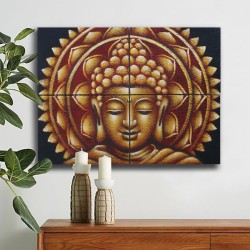 Dettaglio broccato mandala Buddha dorato30x40 cm x 4