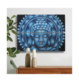 Detalle de Brocado de Mandala de Buda Azul30x40cm x 4