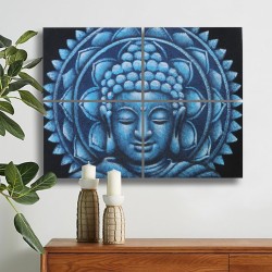 Dettaglio broccato mandala Buddha blu30x40 cm x 4