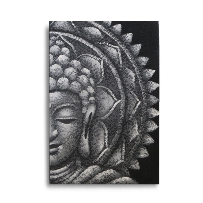 Bouddha Mandala Gris 60x80cm-PHOTOS DE TISSUS-HOSTENATURA