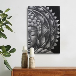 Bouddha Mandala Gris 60x80cm