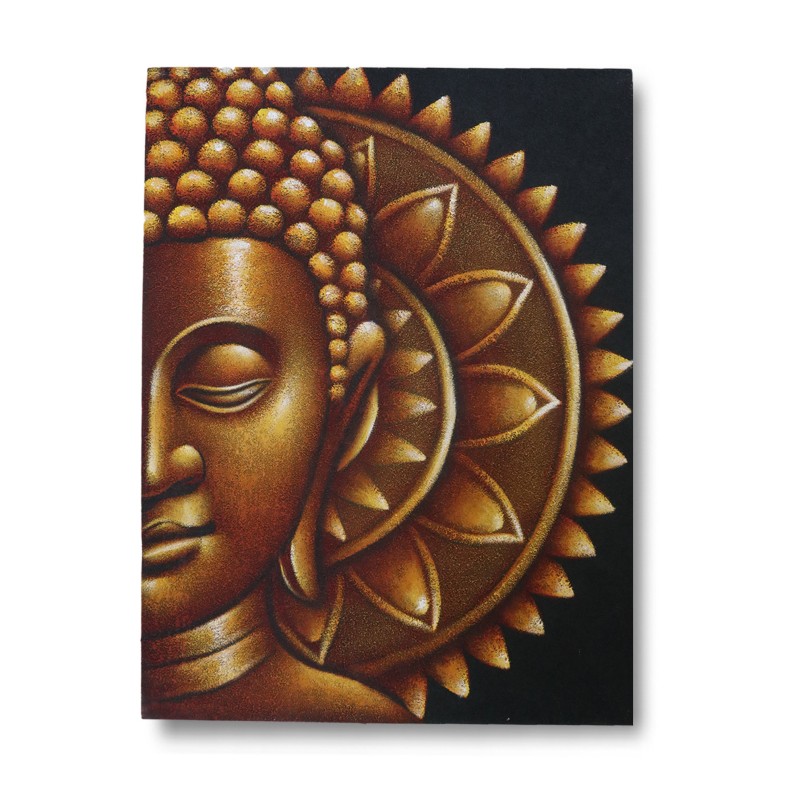 Golden Half Buddha Mandala 60x80cm-PICTURES ON CANVAS-HOSTENATURA