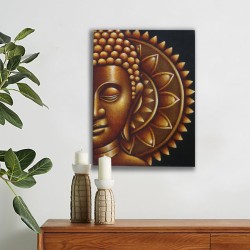 Demi-Bouddha Doré Mandala 60x80cm