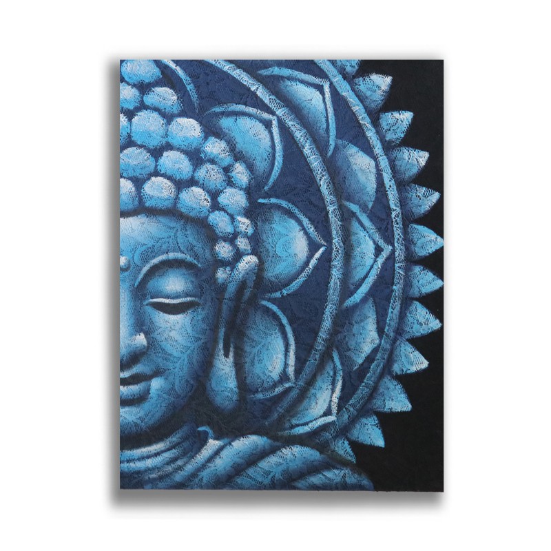 Demi-Bouddha Mandala Bleu 60x80cm-PHOTOS DE TISSUS-HOSTENATURA