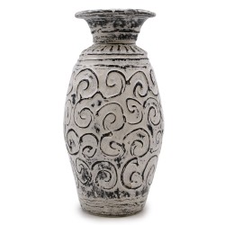 Ceramic Vase with Whirlpool Motif- Cream - 32x15cm